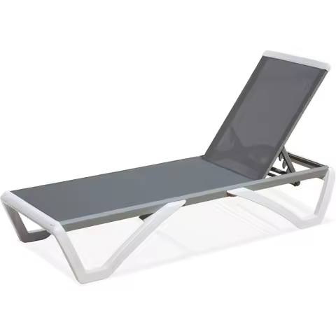 Domi Pool Lounge Chair Aluminum Adjustable Outdoor Chaise Lounge,All Weather Plastic Poolside Lounge Chair for Deck Lawn Backyar