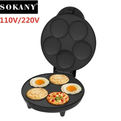 900W 5-otworowa maszyna do naleśników Roti Elektryczna 110V 220V Mini piekarnik do pieczenia ciast Chleb Jajko Garnek do gotowania Toster kuchenny dla dzieci 도 gratis