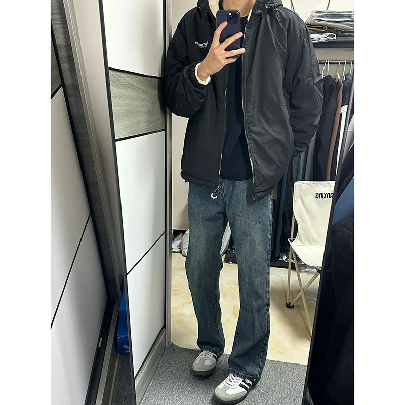 

Blue Waed Men's Straight Leg Jeans Spring Autumn American High Street CleanFit Haome Pants Casual Trendy Teen Jeans