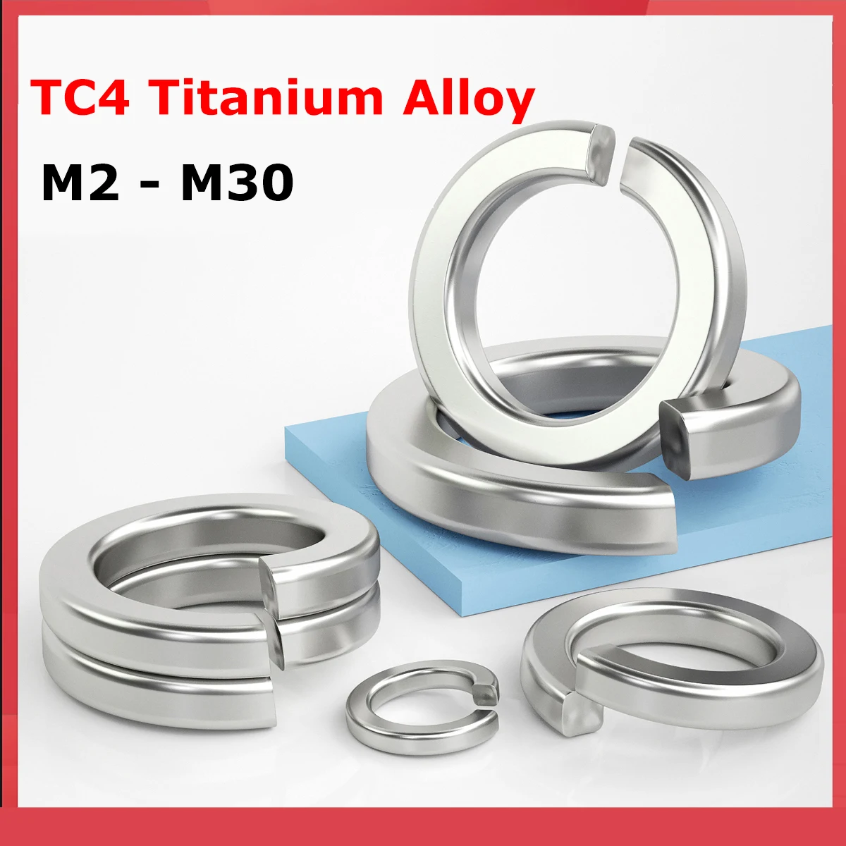 TC4 Titanium Alloy M2 M2.5 M3 M4 M5 M6 M8 M10 M12 M14 M16 M18 M20 M22 M24 M27 M30 GB93 Spring Split Lock Washer Elastic Gasket