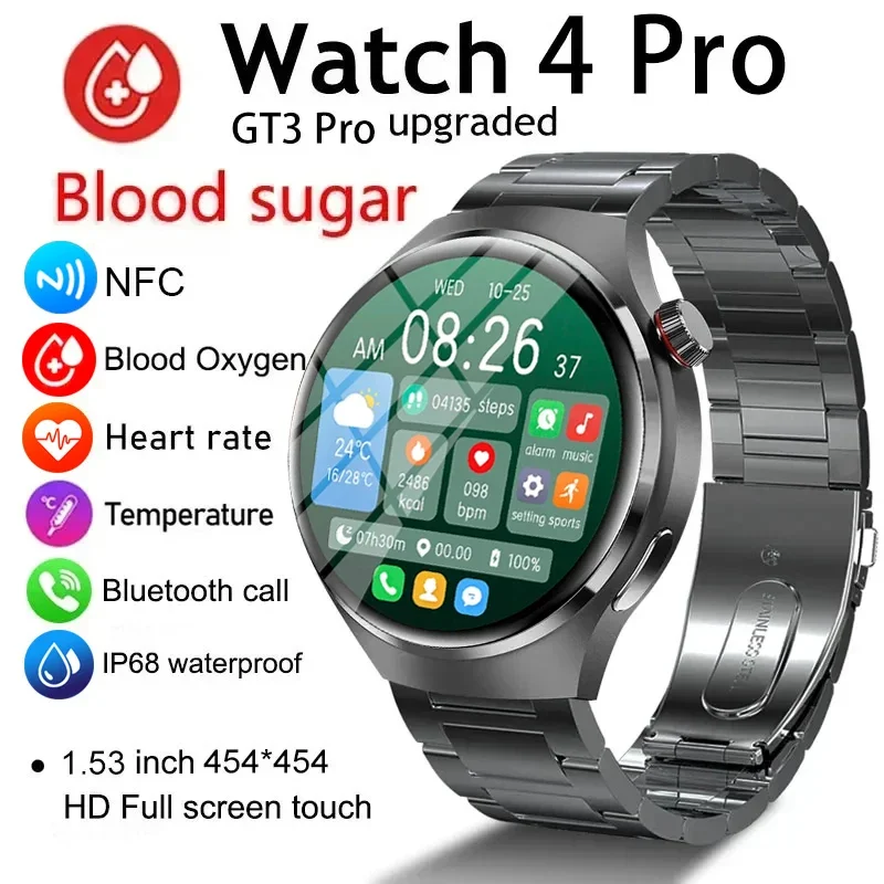 2024New GT Series Smart Watch Men's Watch 4 Pro AMOLED HD Screen Bluetooth Call GPS NFC Heart Rate Monitor Waterproof Smartwatch