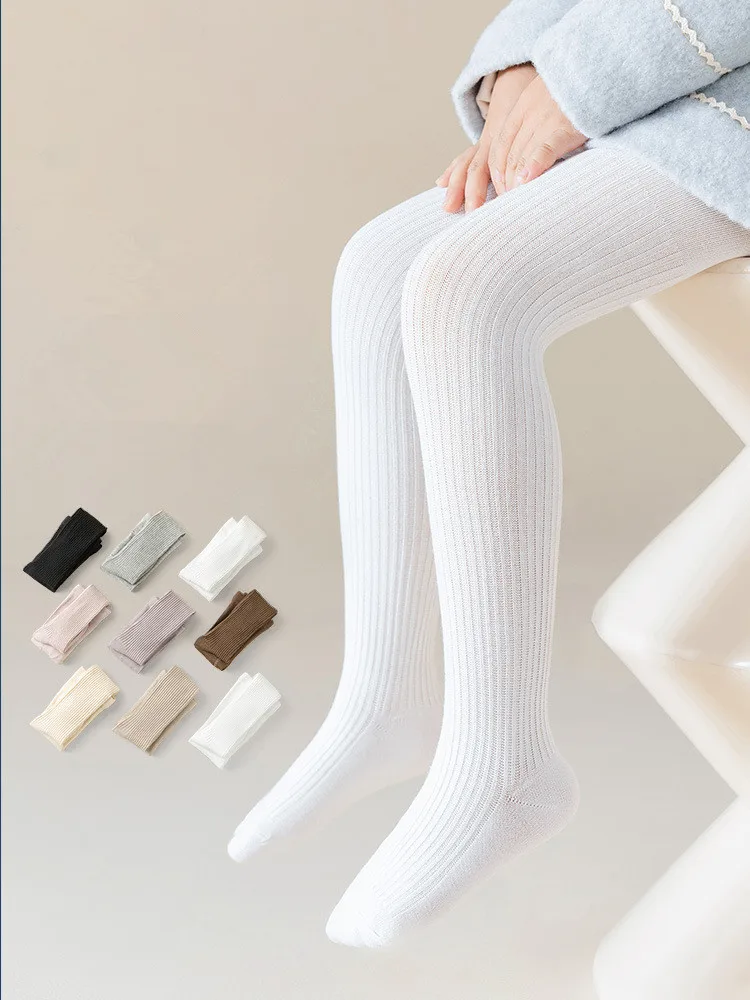 Spring Autumn Girls Tights Solid Color Children Pantyhose Cotton Bottoming Leggings