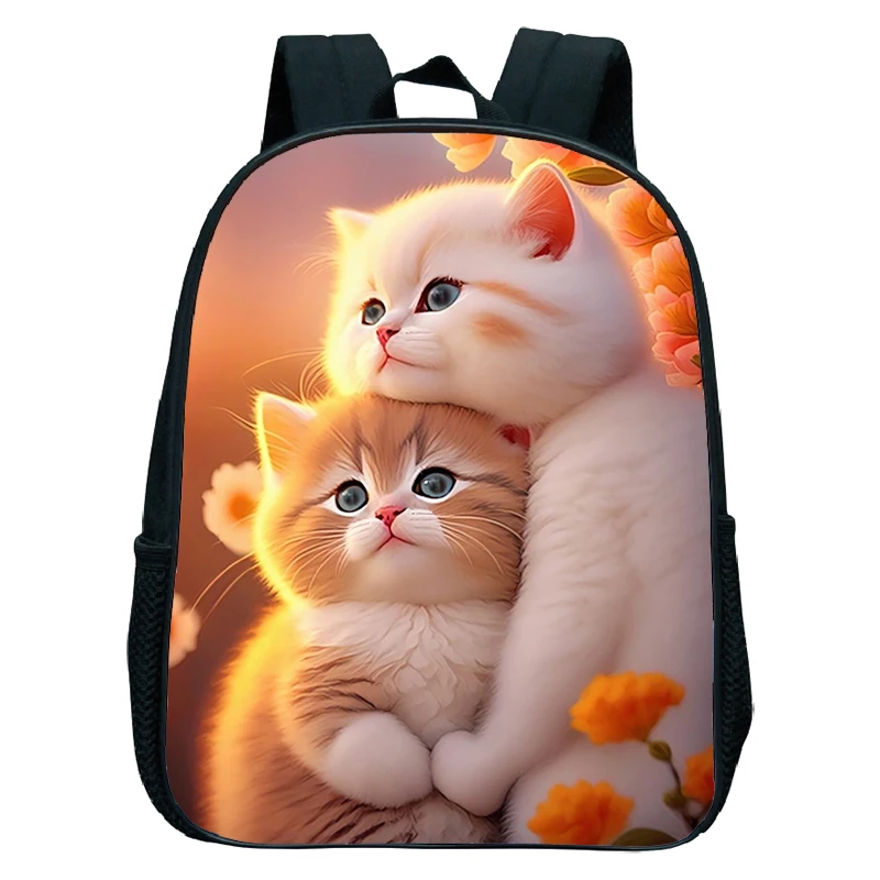 Cute Cat Print Backpack For Preschool Children Kitten Pattern School Bags Lightweight Boys Girls Kindergarten Backpack Kids Gifs