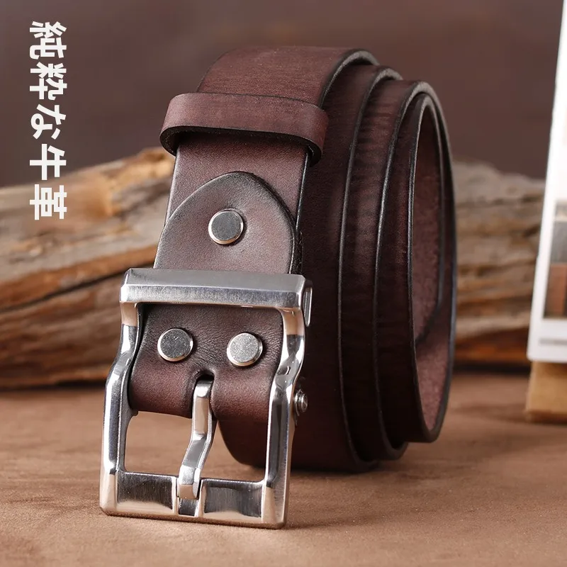 handmade-pure-calfskin-leather-belt-stainl-steel-bule-men's-american-retro-motorcycle-waist-belt-leather-accories
