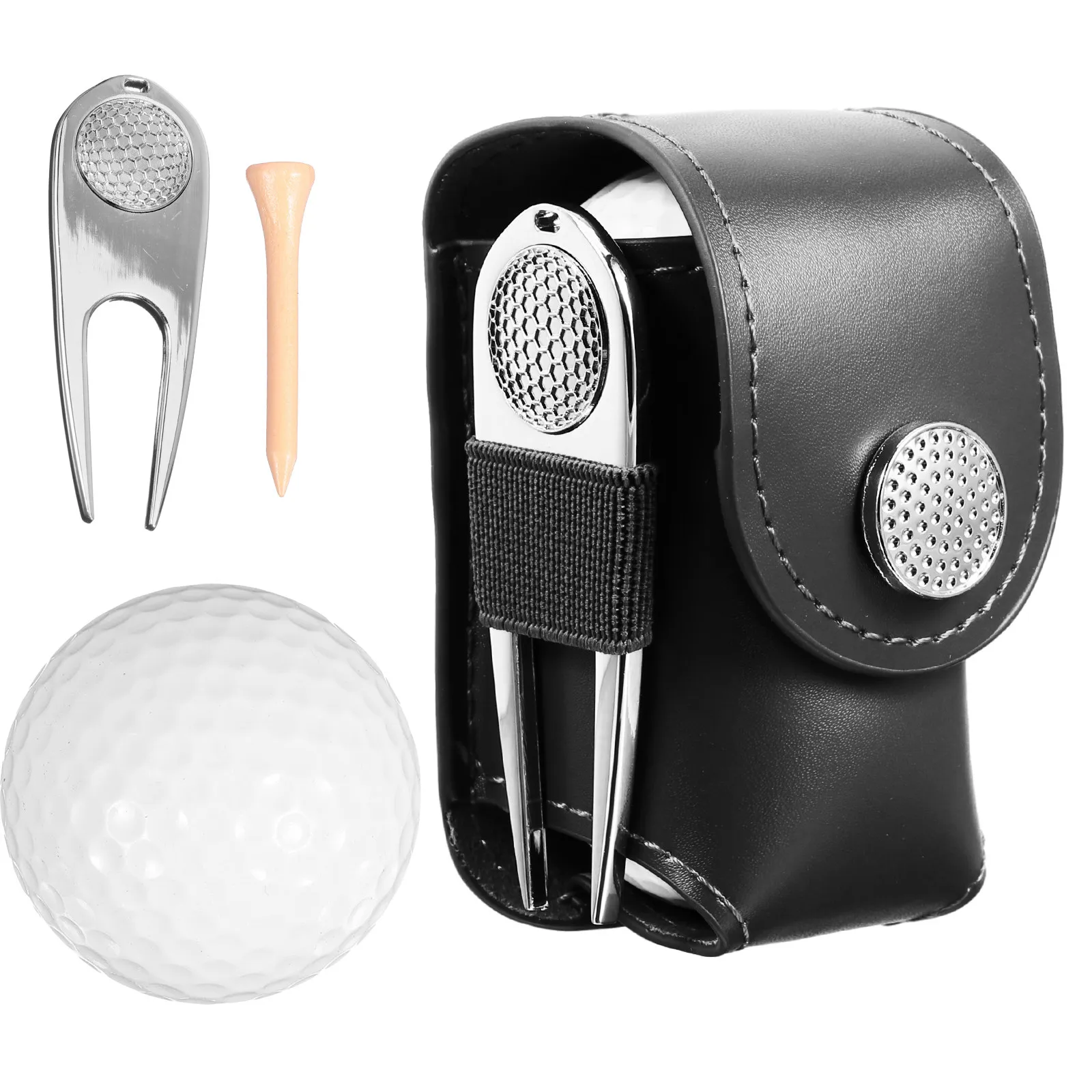 

Набор для гольфа 4-в-1: портативный инструмент для выравнивания газона, маркер для мяча, аксессуары для ти-маркеров. Для тренировок, практики, использования в помещении, офиса, путешествий, гольфа.