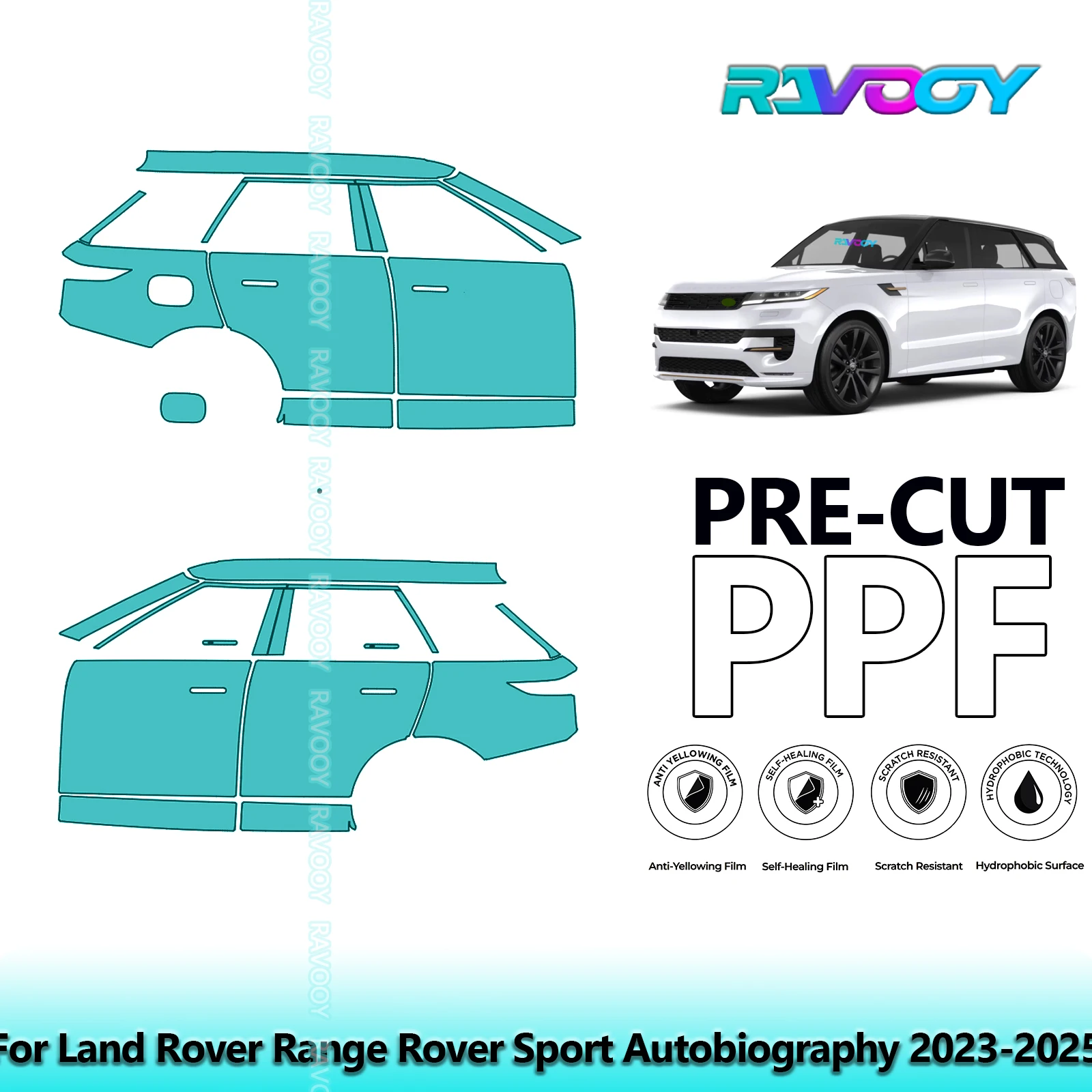 

For Land Rover Range Rover Sport Autobiography 2023-2025 8.5mil Pre-Cut PPF Door & A/B Pillar Kit TPU Paint Protection Film Set