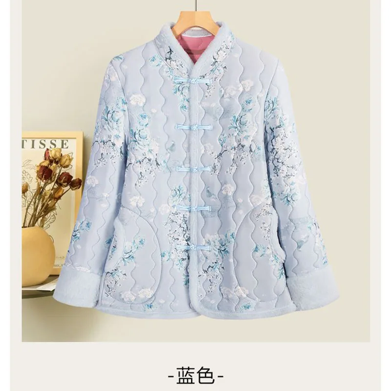 الصينية القطن وسادة مبطنة المرأة الأم معطف الرياح سترة سميكة جديدة 2025 الشتاء الإناث زائد المخملية الرجعية مشبك ملابس خارجية