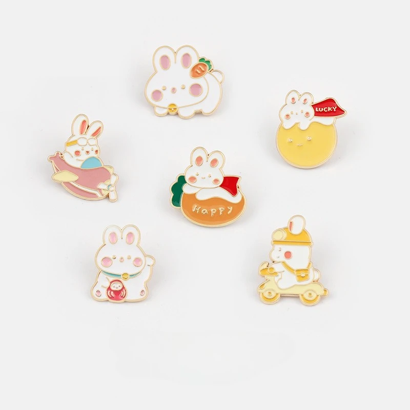 Cartoon Different Rabbit Alloy Brooch Cute Creative Casual Badge Commute Party Gift Pin DIY Clothing Bags Hat T-shirt Accessory