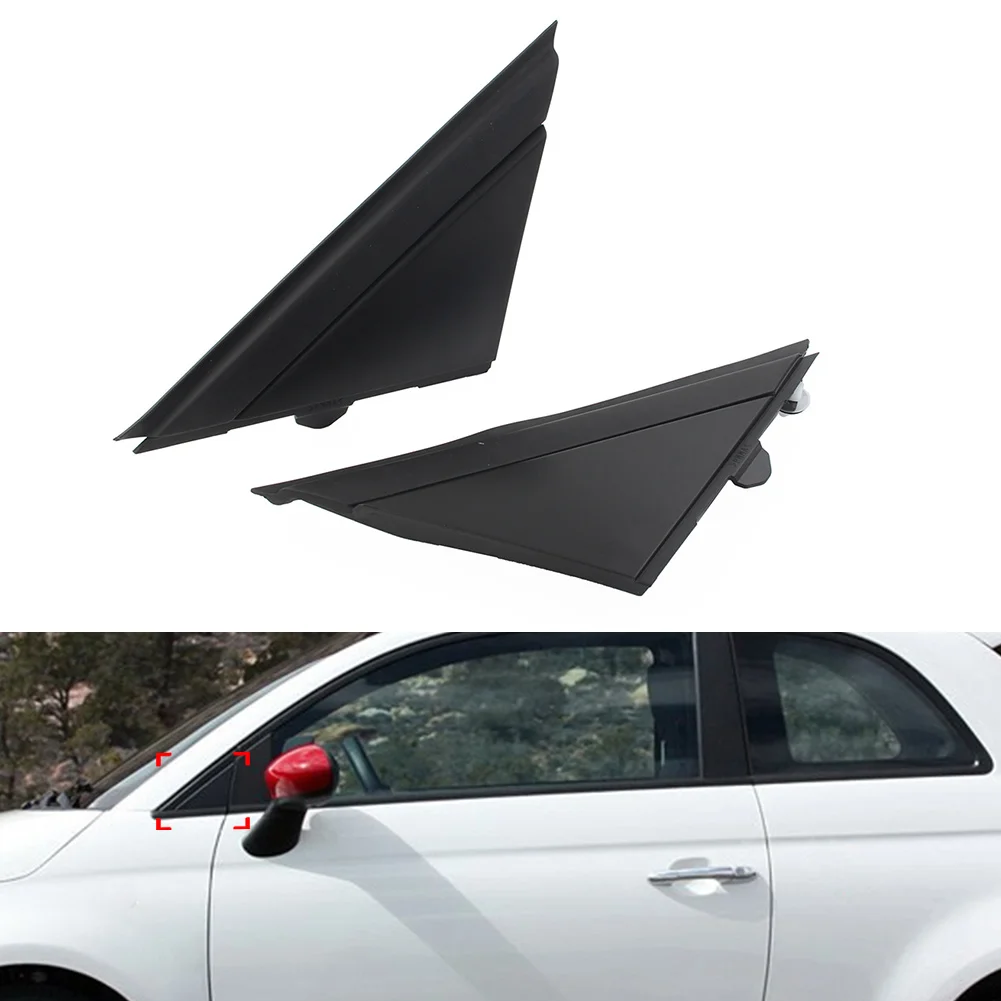 2Pcs Matte Black Car Door Mirror Flag Cover Molding For Fiat 500 2012 2013 2014 2015 2016 2017 2018 2019 1SJ85KX7AA 1SD00KX7AA3