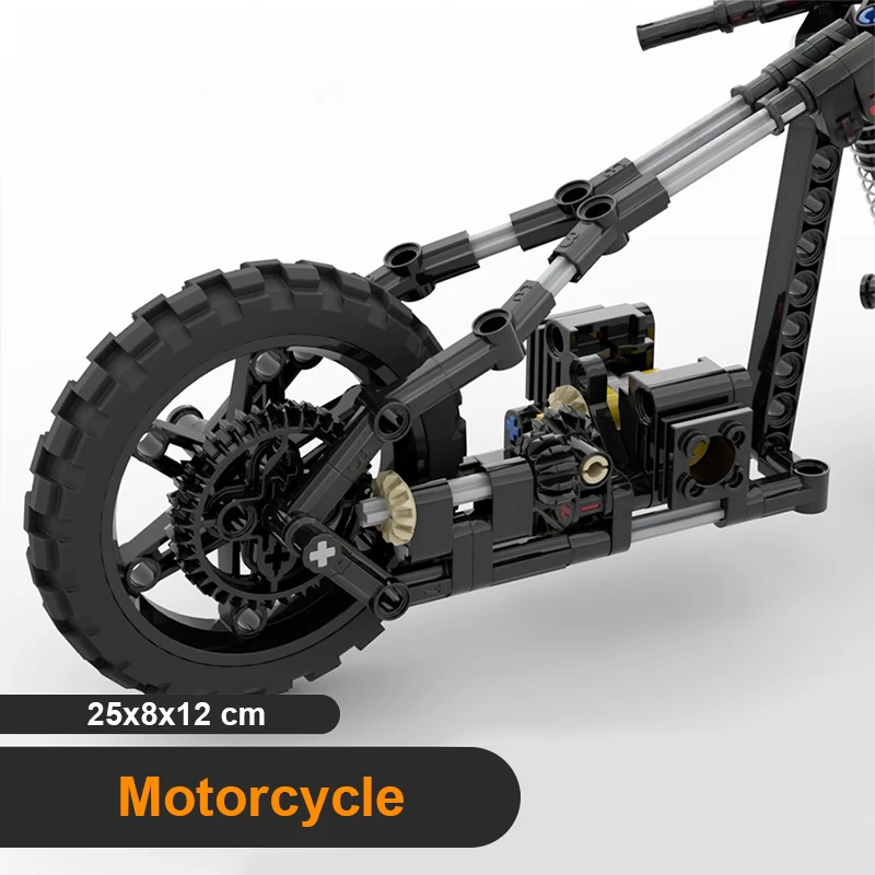 Motorcycle Building Blocks Loose Parts Gear Linkage Two-cylinder Engine MOC Assembly Bricks Model Kid Creative DIY Modification