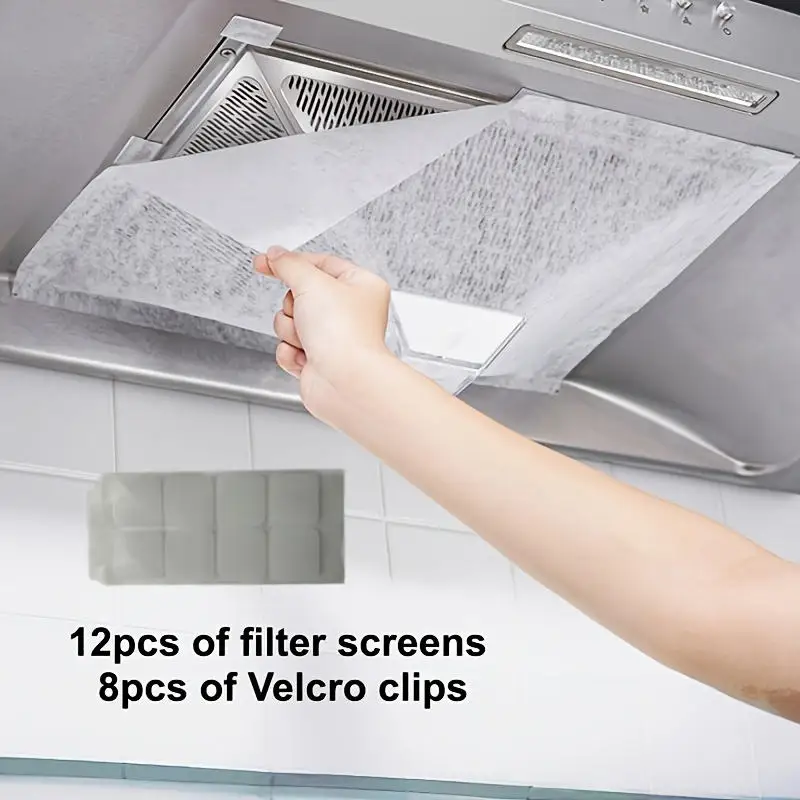 12-60pcs Disposable Hood Oil Filter Paper Non-woven Cooker Hood Extractor Fan Filter Kitchen Hood Grease Anti Oil Cotton