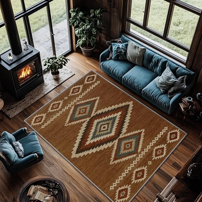 Lingge Böhmischer Stil Teppich Retro Totem Ländlicher Stil Teppich Wohnzimmer Schlafzimmer Dekoration Bodenmatte Wohnzimmer Eingang Bodenmatte