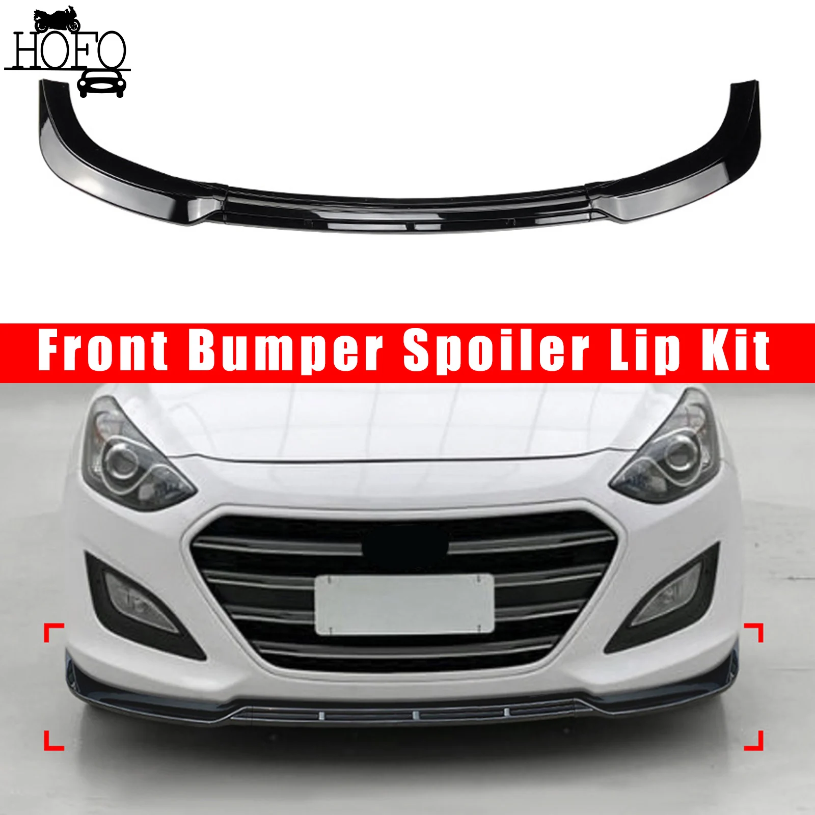 Car Front Bumper Spoiler Lip Splitter Body Kits Tuning Accessories Carbon Fiber Look Fit For Hyundai I30 MK2 MK2.5 2012 -2017
