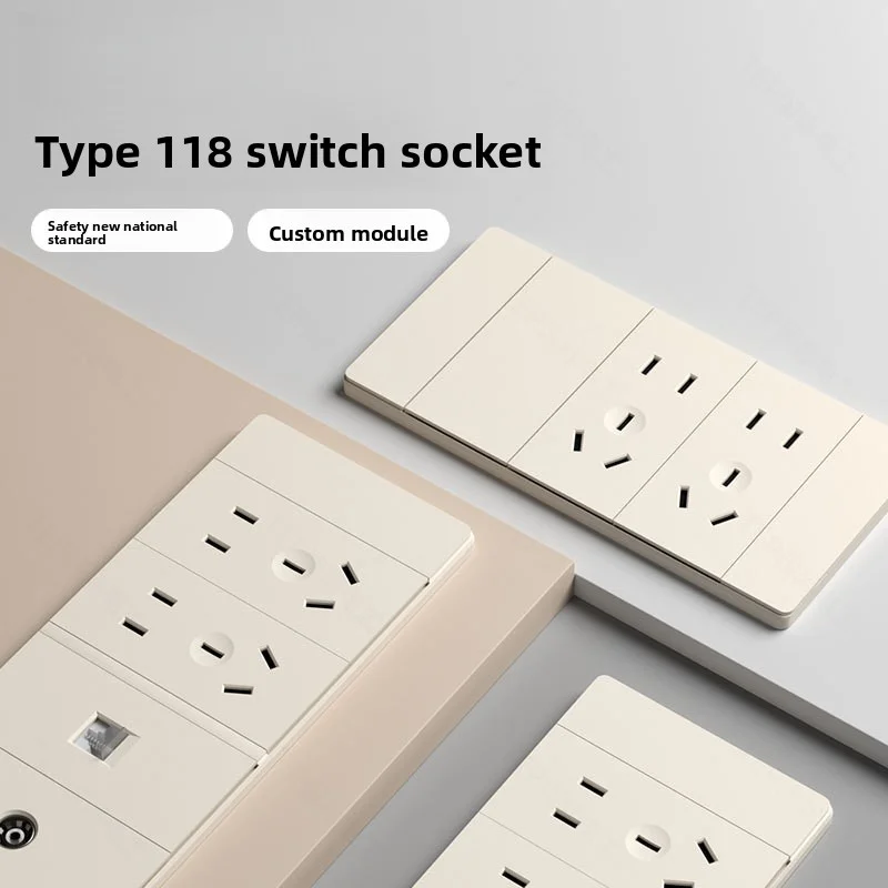 

118 Type Wall Socket Switch Combination Household Concealed 5-Hole Multi Socket Panel Ultra-Thin Dual Open Multi Control Switch