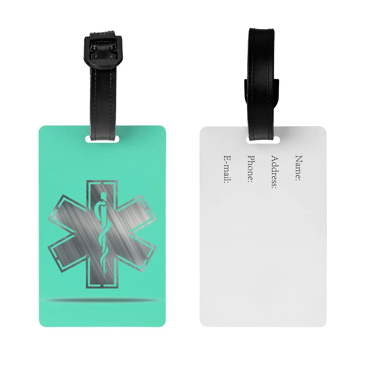 Emt Star Of Life Luggage Tags for Suitcases Fashion Paramedic Medical Baggage Tags Privacy Cover ID Label