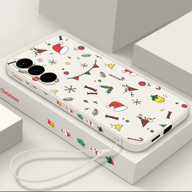Cartoon Weihnachten Muster Fall Für Samsung Galaxy S25 S24 S22 S23 Ultra S24 FE A56 A16 A36 A55 A54 A53 a15 A14 Weiche Telefon Abdeckung