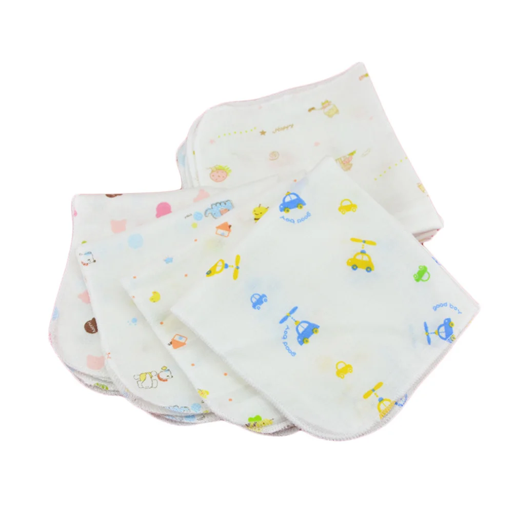 One Sided Printed Cotton Drool Bibs 30x30cm Double Layer Absorbent Gauze Towel for Baby and Toddler Cotton Drool Bibs