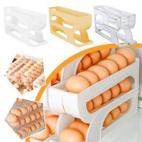Automatic Scrolling Egg Rack Holder Storage Box Egg Basket Container Organizer Refrigerator Egg Dispenser For Kitchen C6y6