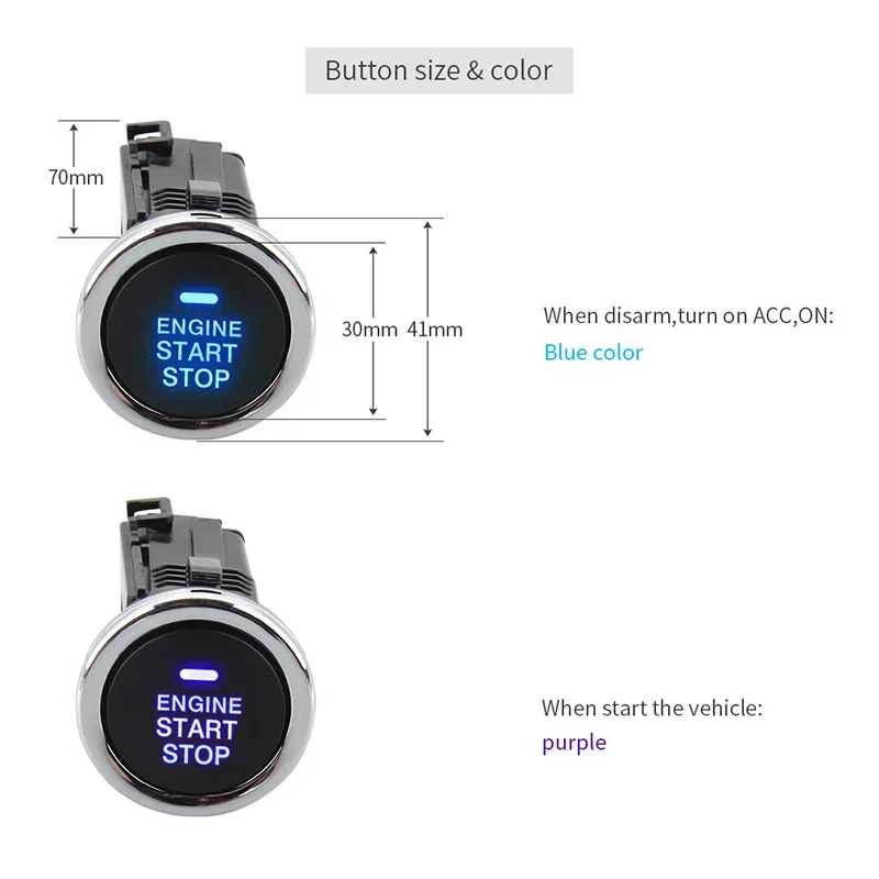 EASYGUARD Hot Sale Black Universal Es002-p5 Push Button Start Stop Remote Engine Start Optional Engine Switch Engine Start