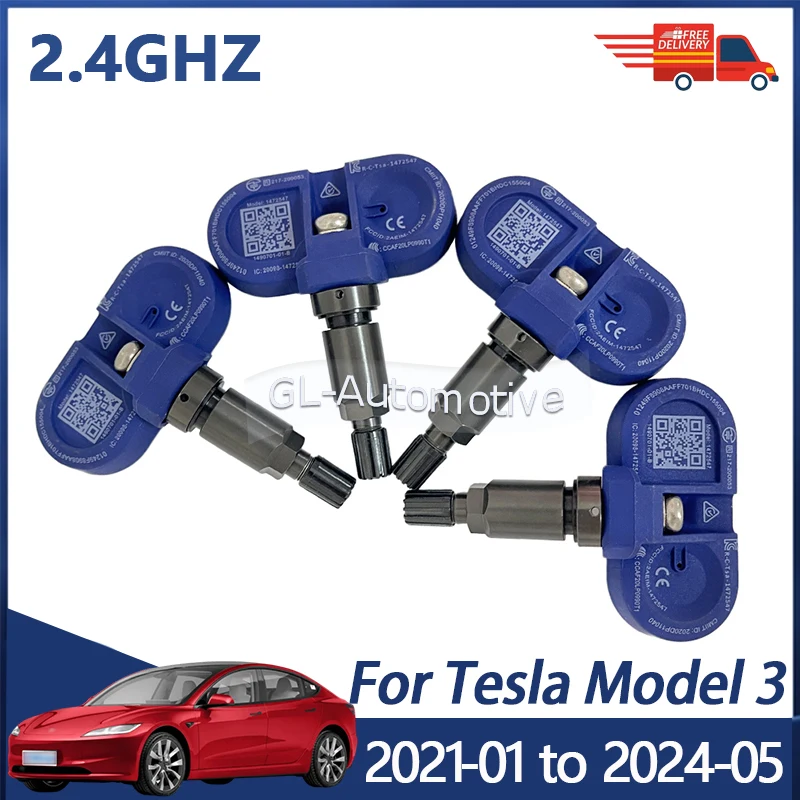 

4PCS TPMS 2.4GHz Bluetooth Tire Pressure Sensor For Tesla Model 3 2021-2027 1490701-01-B 1490701-01-C