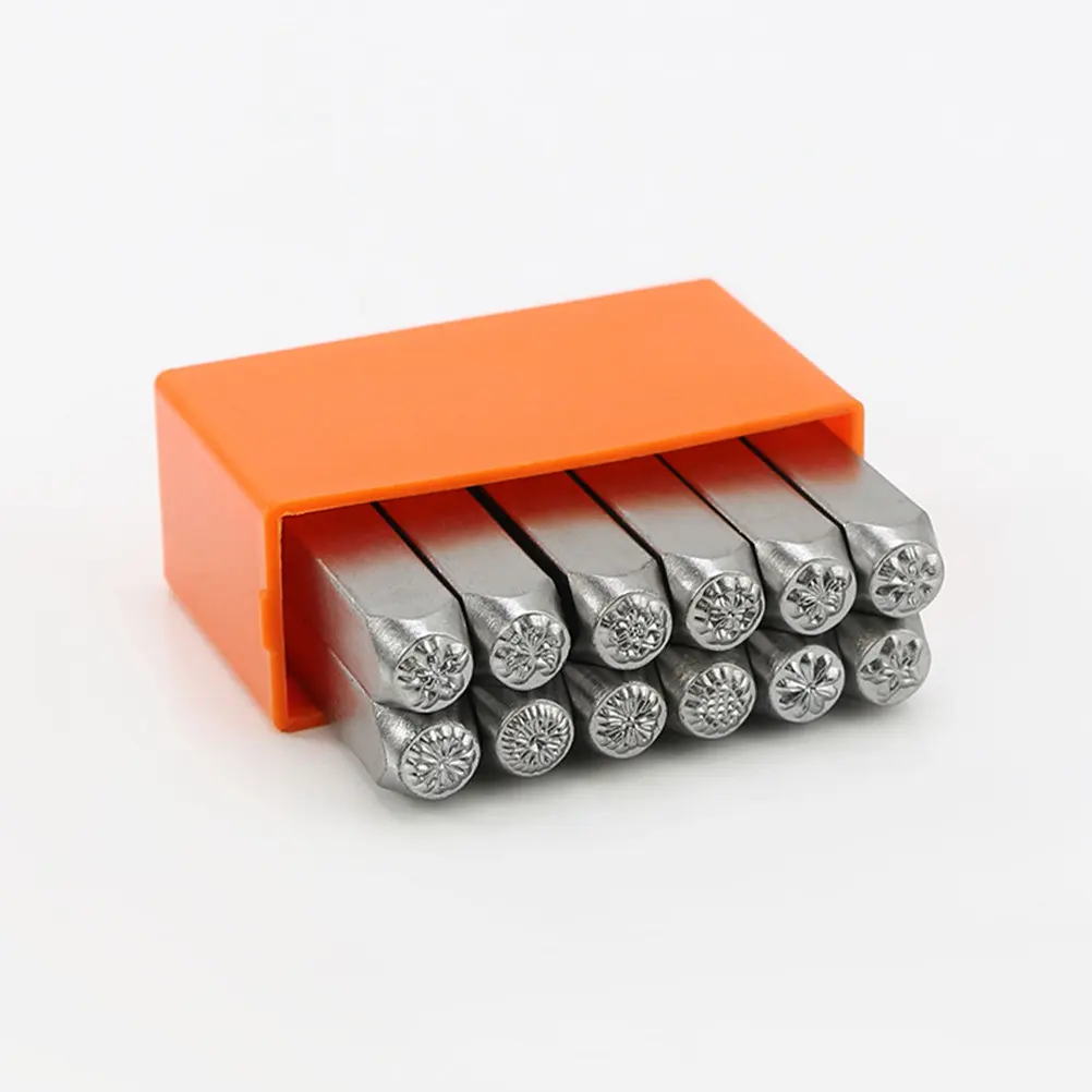 

12Pcs Multifunctional Flower Design Metal Stamp Set Steel Punch Tool for Jewelry Wood DIY Stamping Craft Supplies