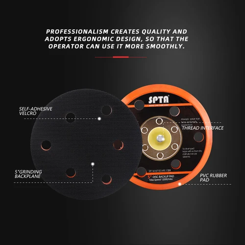 Imagen 2 del producto Almohadilla de placa de respaldo SPTA, gancho y bucle de 5 pulgadas/6 pulgadas para lijadora de aire, pulidor de coche de doble acción para SPTA DA502