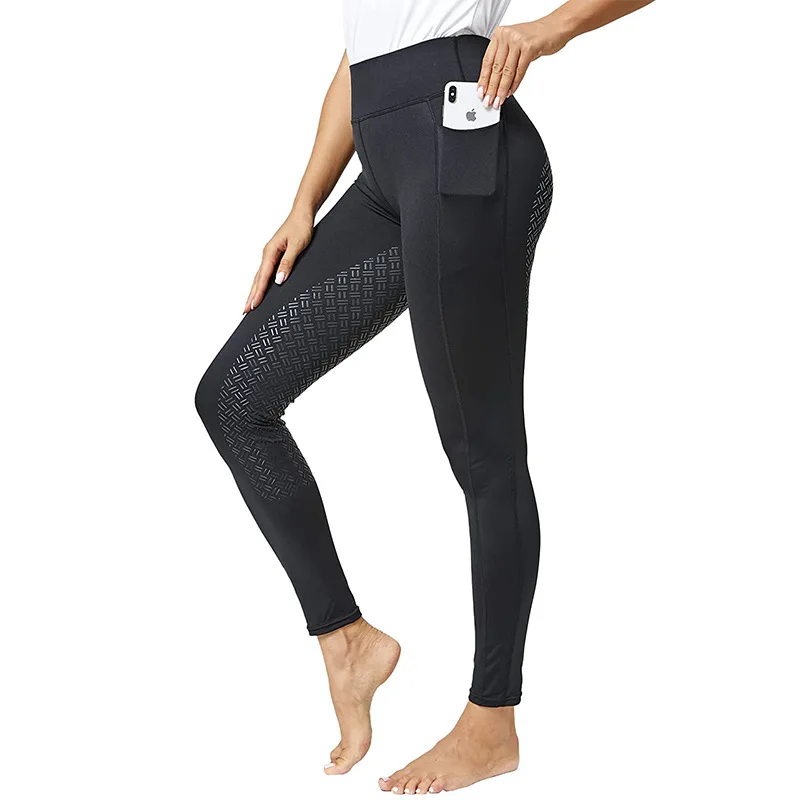 Pantalones de silicona para mujer, ropa deportiva ecuestre, cintura alta elástica, ajustados