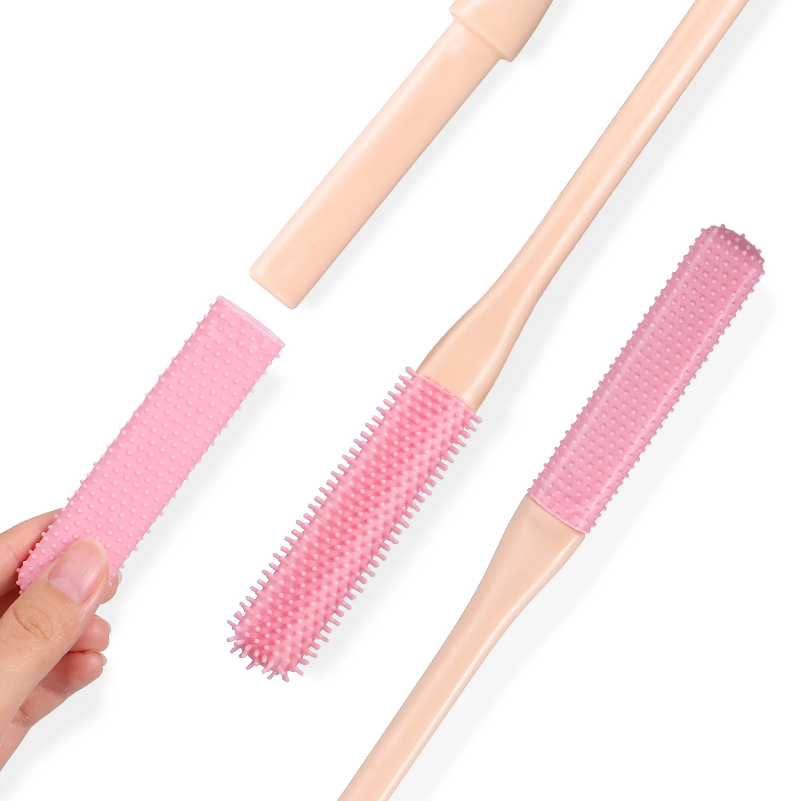 2 Pcs Toe Cleaning Brush with Long Handle Foot Scrubber Cleansers Cleaner Wash Bristles Shower Silica Gel