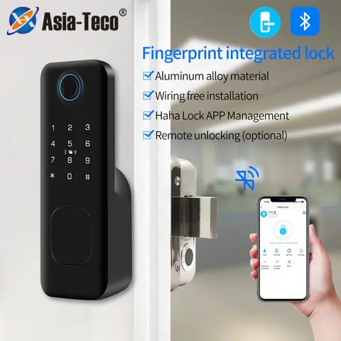 HahaLock App 지문 스마트 도어 잠금 장치 방수 야외 게이트 블루투스 암호 Rfid 카드 열쇠가없는 Deadbolt 기계 키