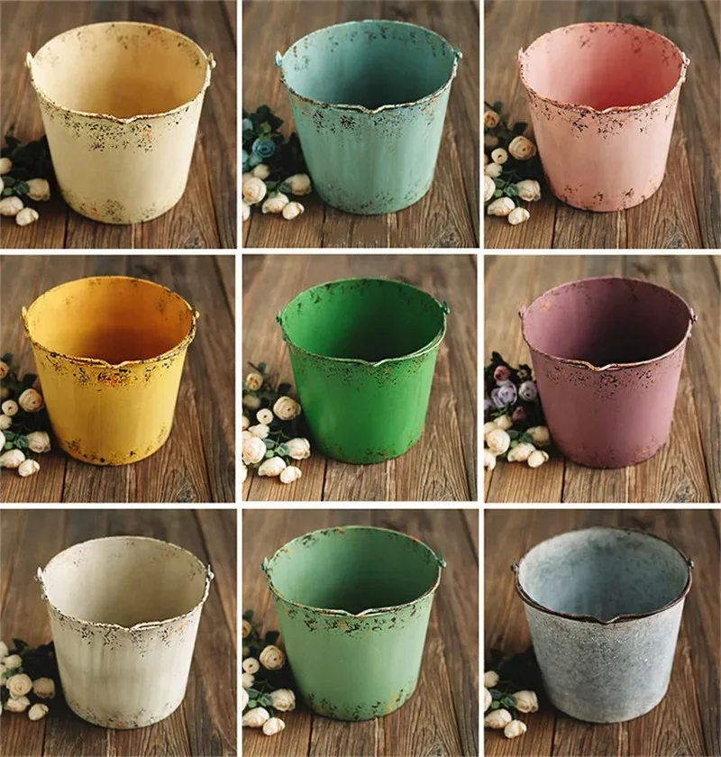 Photography Baby Props Baby Shoot Studio Accessori Retro Iron Bucket Photo Props Baby Newborn Photography Prop Newborn Accessori