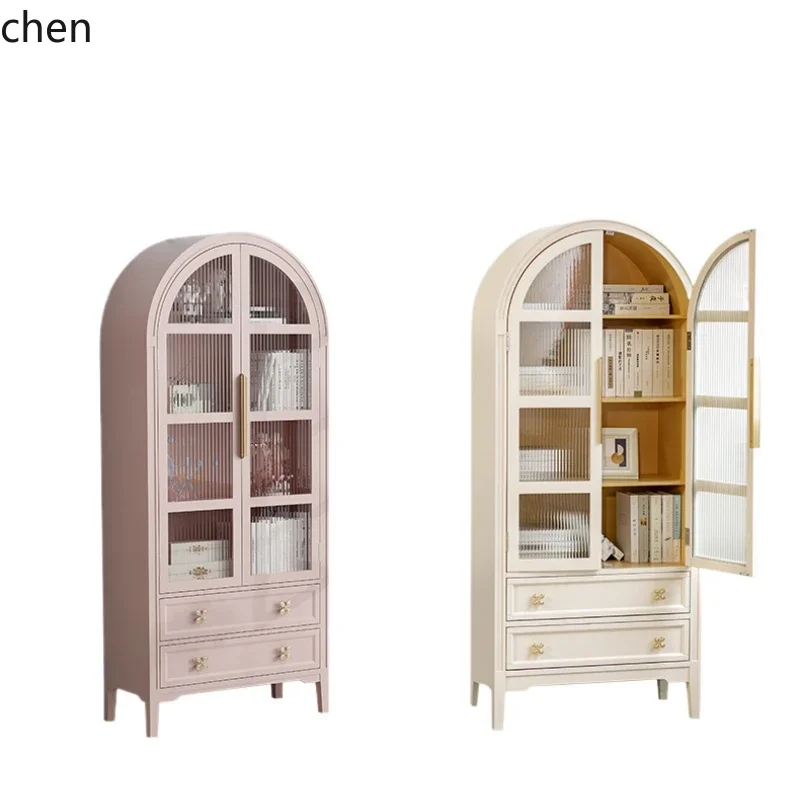 

Zws.arched with glass door locker living room study high cabinet bookshelf cream wind display cabinet