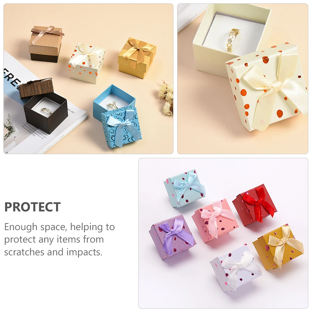 

10pcs Elegant Jewelry Storage Boxes Bowknot Gift Case For Ring Ear-Stud Compact Lightweight Travel Organizer Container Holder