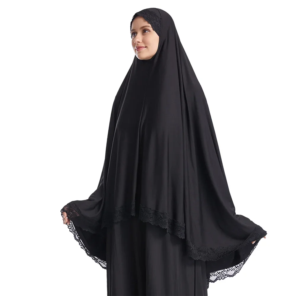 

Large Khimar Hijab Muslim Women Long Scarf Overhead Hijabs Islam Prayer Garment Clothes Arab Ramadan Chest Cover Shawl Wraps Cap