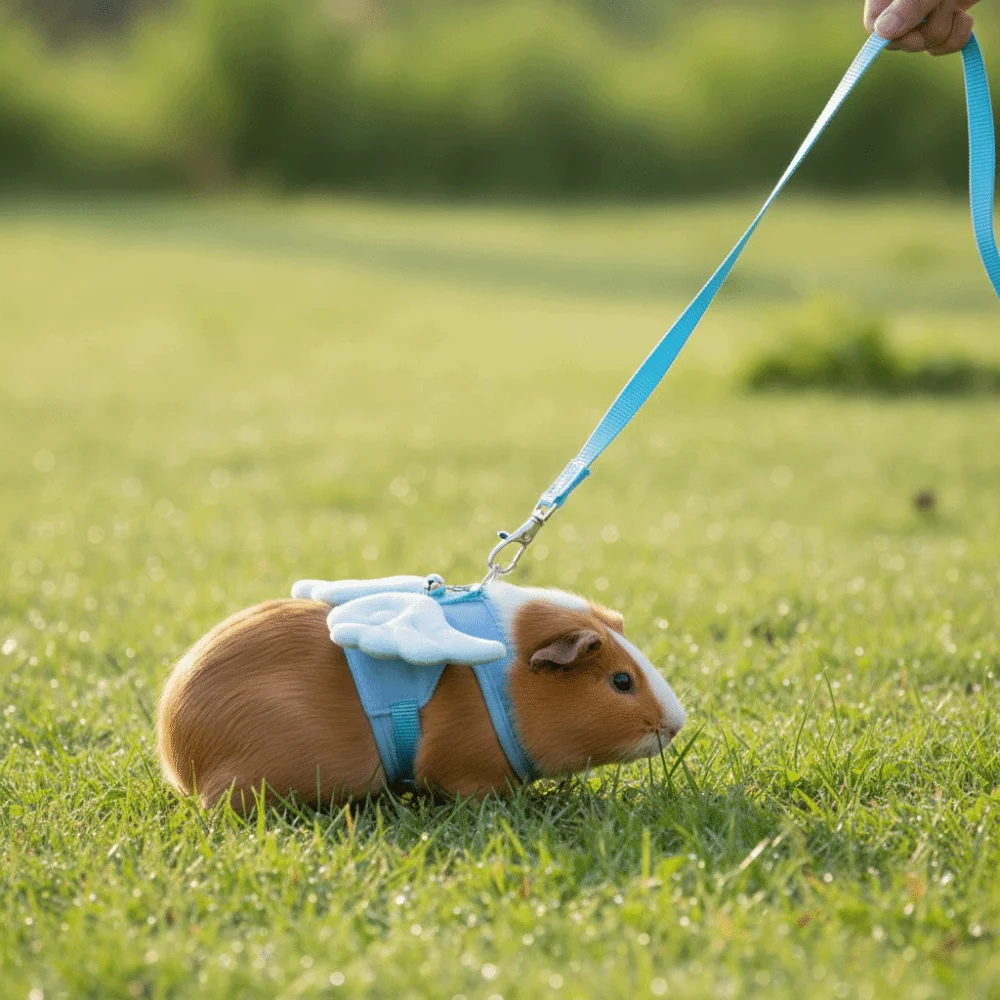 Adjustable Ferret Traction Harness Cartoon Comfortable Pet Wing Harness with Bell Escape-Proof Drawstring Vest Pet Walking