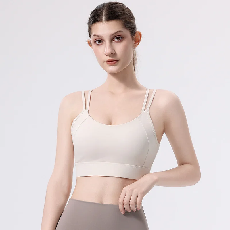 

Женский спортивный бюстгальтер, сексуальный топ без рукавов на шнуровке, средняя поддержка, формованные чашки, регулируемый бюстгальтер для йоги с крючками на спине