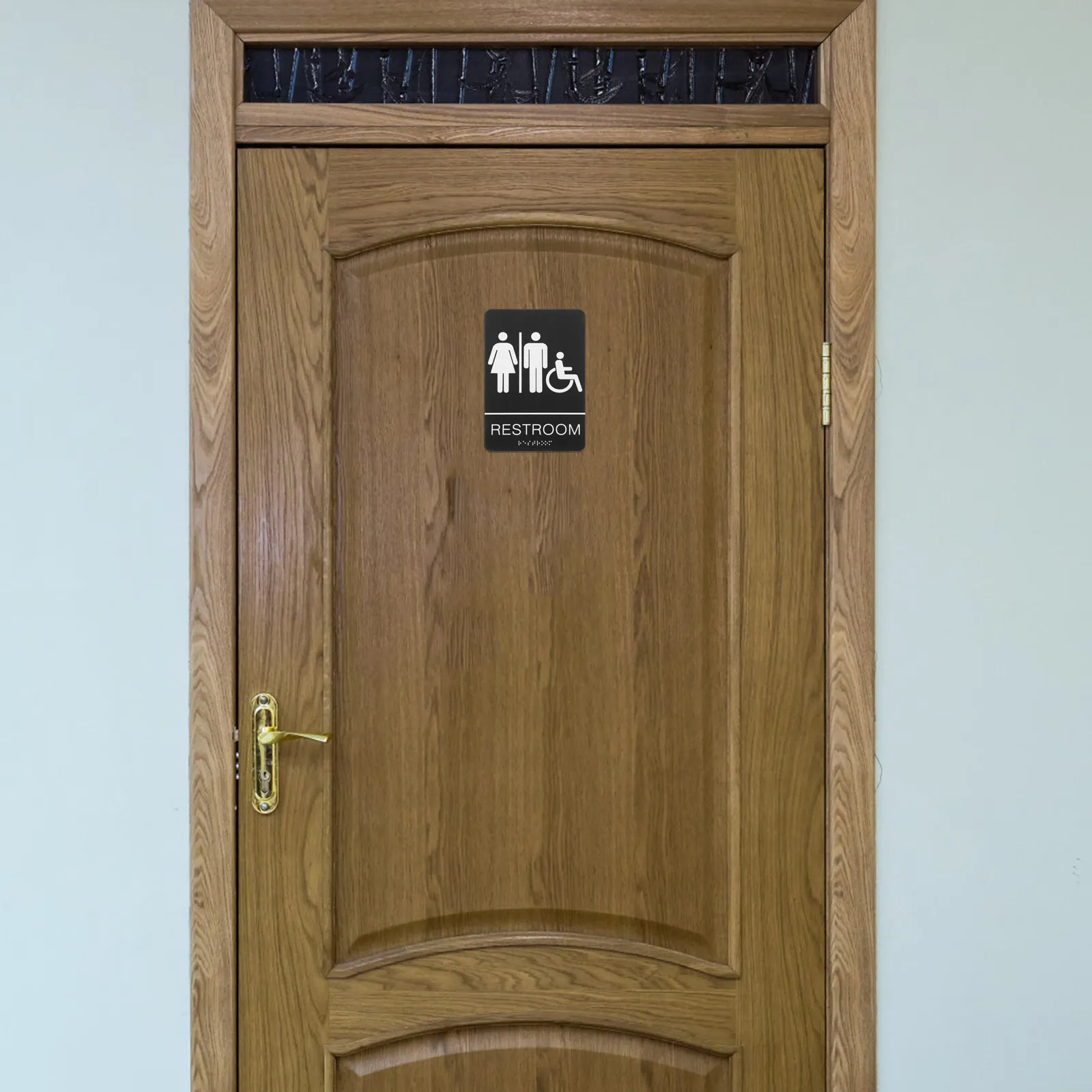 Unisex Acrylic Restroom Sign Self-Adhesive Bathroom Door Sign Wheelchair Accessible Toilet Signboard for Business Use