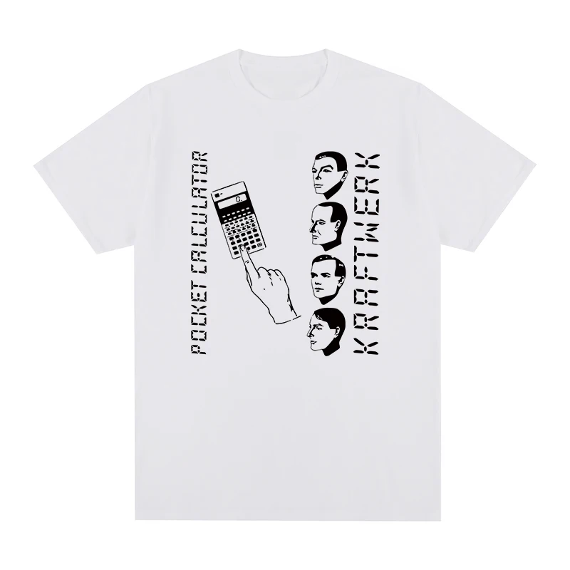 Oversized White Kraftwerk T Shirt Men Women Fashion Retro "Pocket Calculator" Print Short Sleeve Casual Cotton T-shirts Vintage