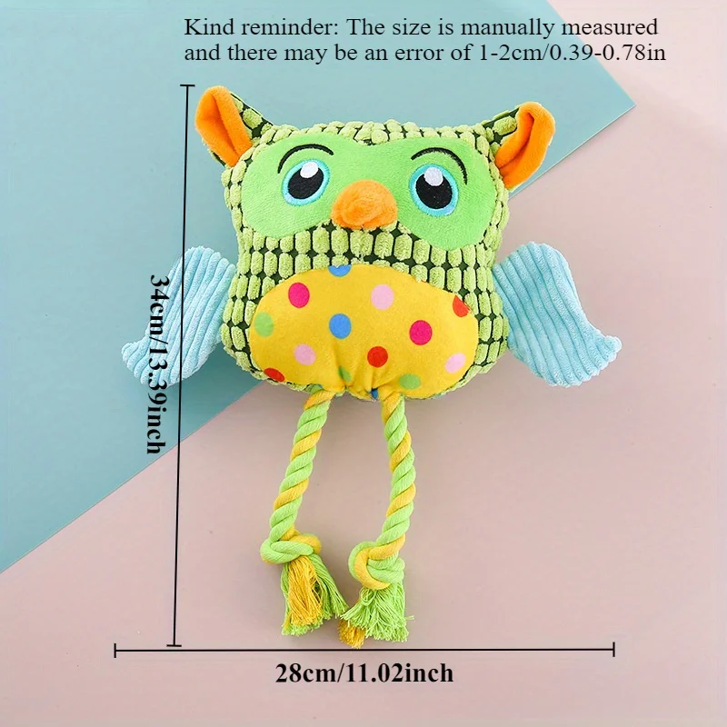 1 قطعة لعبة الكلب القطيفة التفاعلية على شكل بومة رقعة الشطرنج ، تدريب تفاعلي لطحن أسنان الكلاب ، - لعبة متينة للحيوانات الأليفة