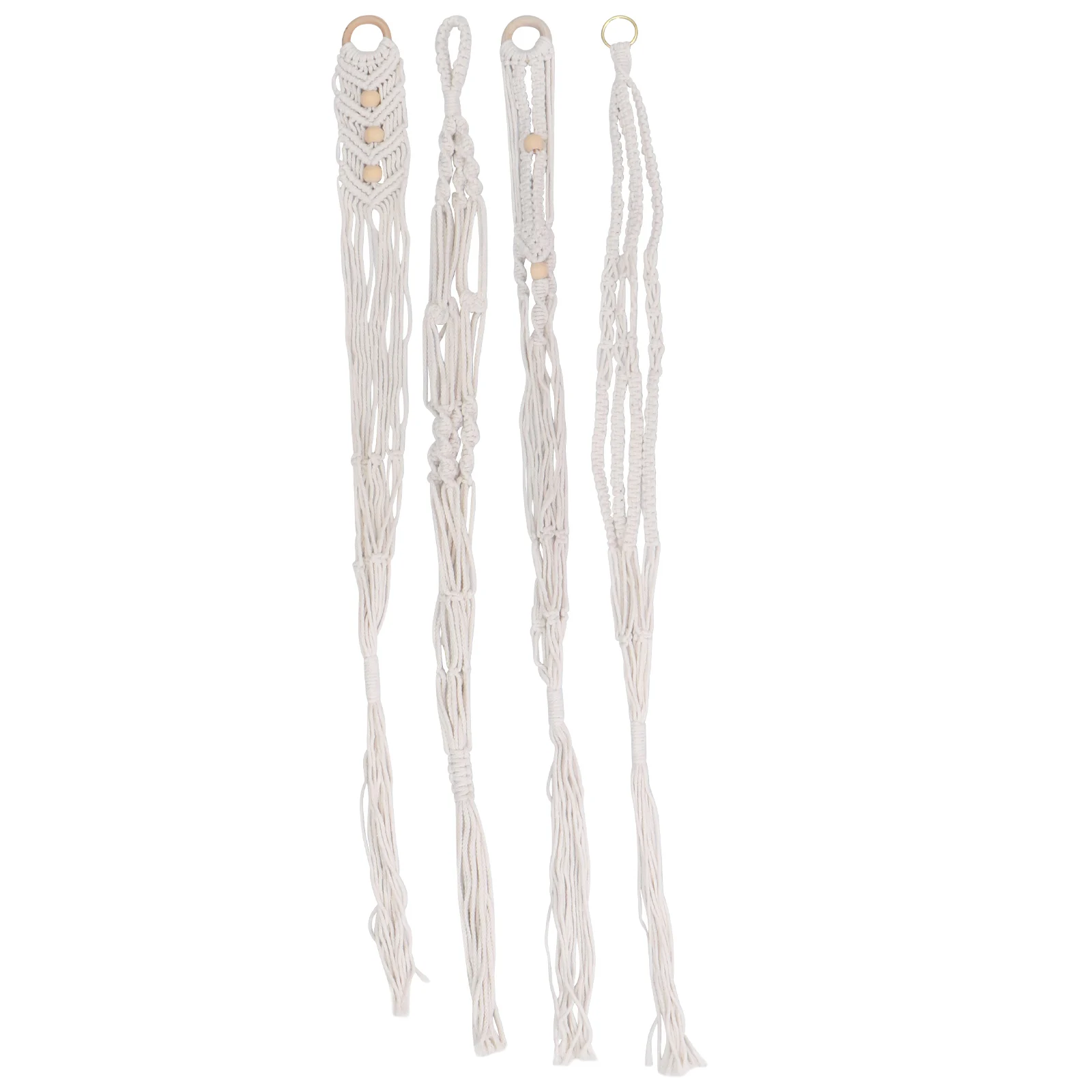 

4PCS Cotton Rope Flowerpot Net Bag Durable Safe H Knitting Plants Decor Hanging String Basket Garden Kitchen