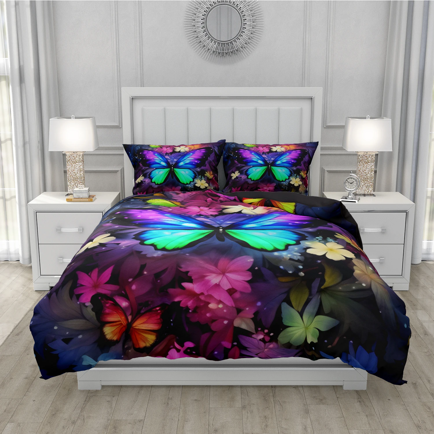 Colorful butterfly Bedding Set Comforter Cover 3D Duvet Cover Home Textiles Single Twin Full King Size With Pillowcases