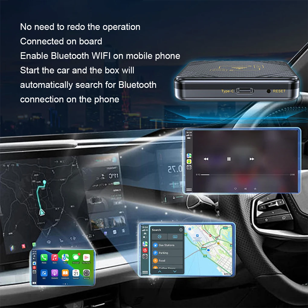 Adaptador 2 en 1 con cable CarPlay, conexión automática para la mayoría de los adaptadores de coche, Android Auto a CarPlay inalámbrico y Android