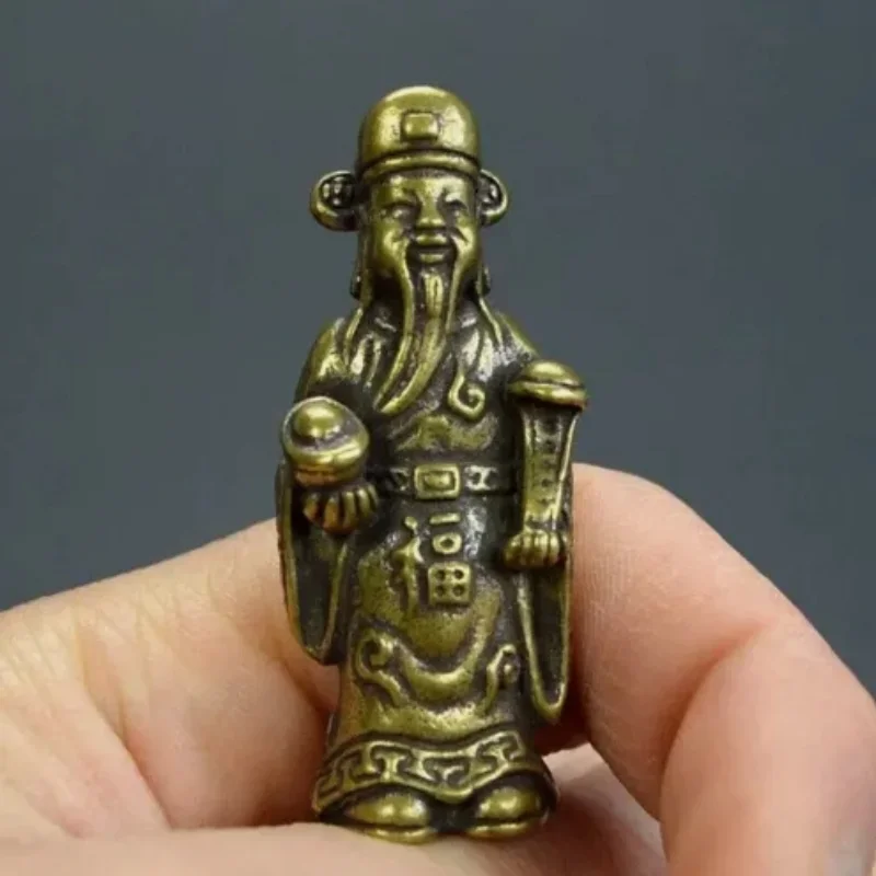 Chinese Old Collection Handwork Bronze Mini God Wealth Statues Collection