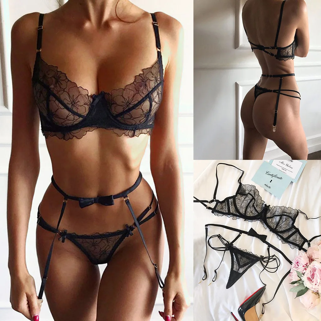 Sexy Kanten Lingerie Set Damesondergoed Transparant Bh Party Sets Kant Zwarte Lingerie Bh Set Ondergoed