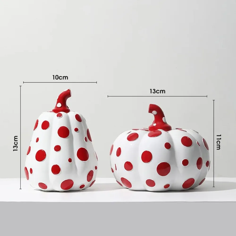 Colorful Polka-dot Resin Pumpkin Sculpture Craft Desktop Ornaments Modern Art Polka-dot Pumpkin Statue Home Aesthetic Decoration