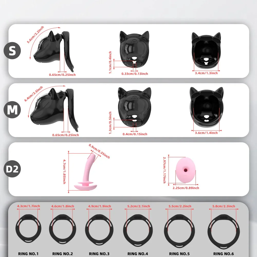 Dog's Head Male Penis Lock Chastity Cage Bondage Device Wrapped Penis Flirting Adult Sex Toy Erotic Urethral Lock with 6 Rings view 5