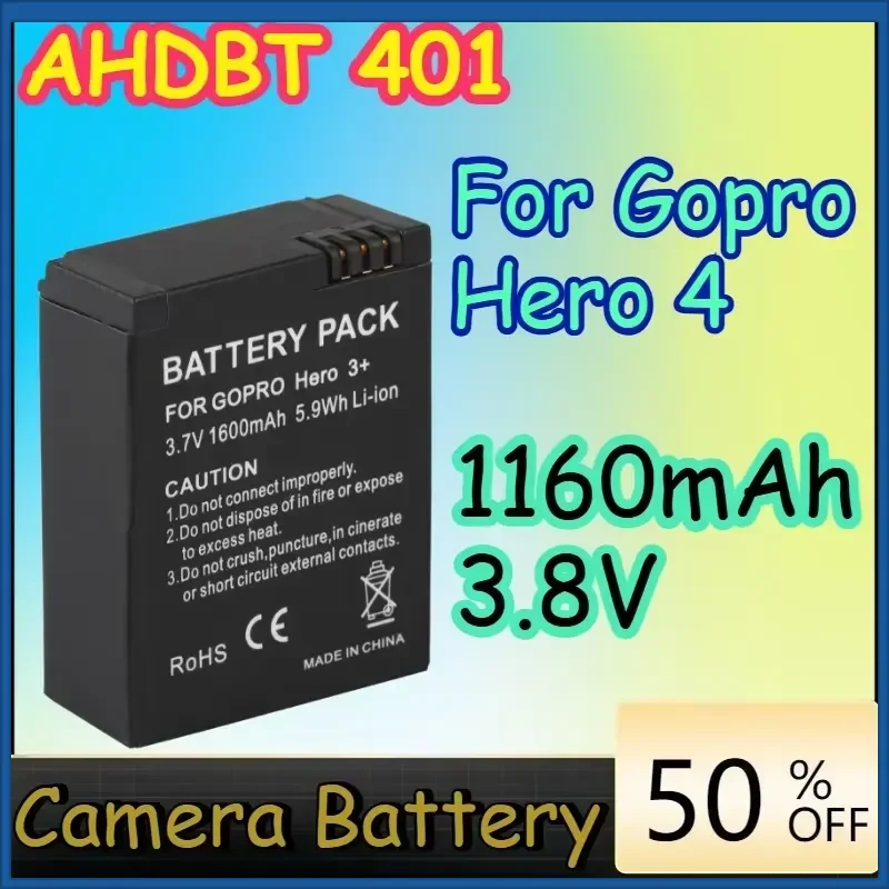 Batería Hero 4 Hero4 AHDBT 401 de 1160mAh 3.8V para Cámaras Gopro Hero 4, Baterías Go Pro Hero4, Batería AHDBT401
