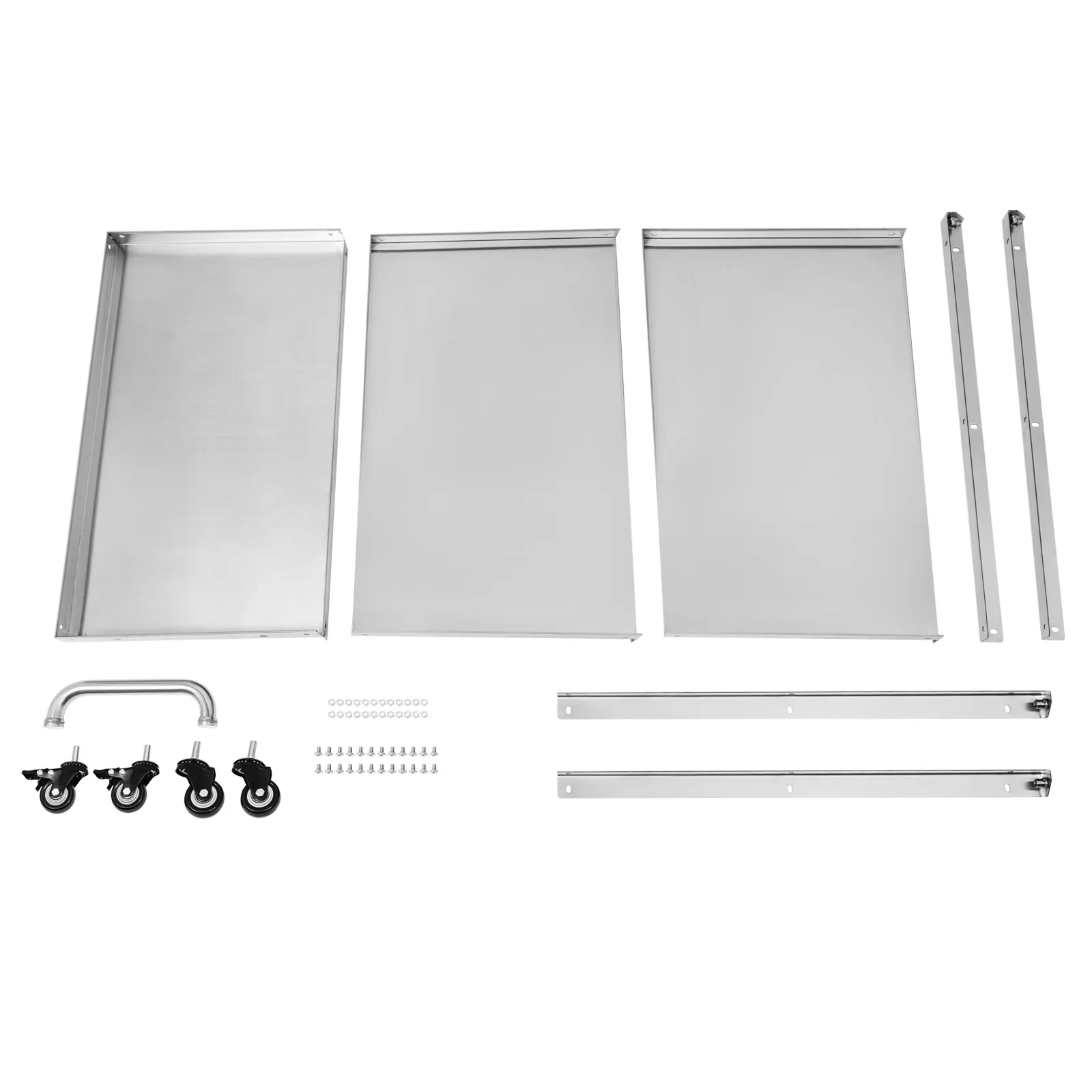 Gerobak Troli Dapur 3 Tingkat Gerobak Bergulir Penyimpanan Utilitas Baja Tahan Karat dengan 4 * Roda Universal