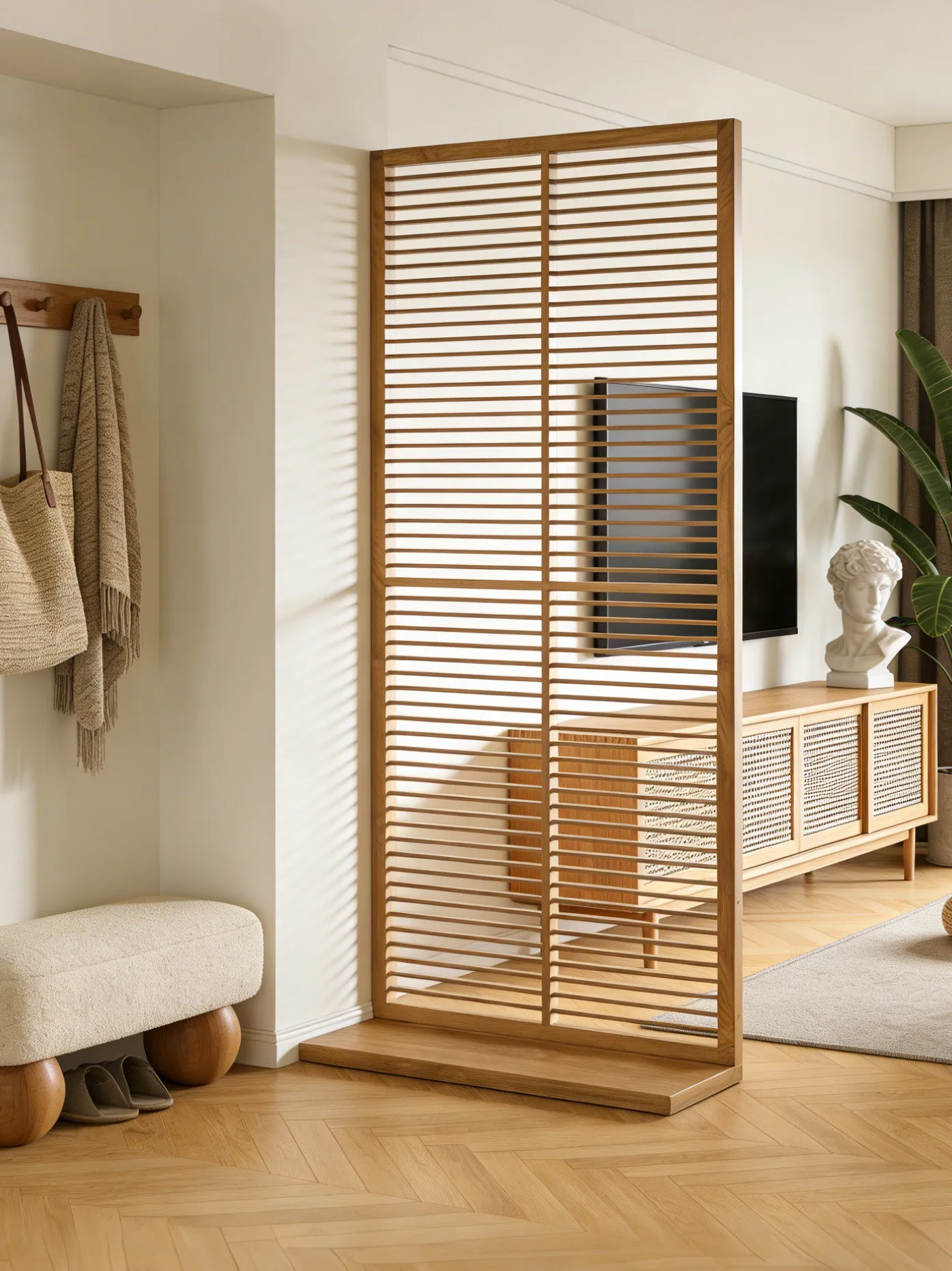 LMM Nordic solid wood louver grille partition living room entrance decorative seat screen entry door occlusion