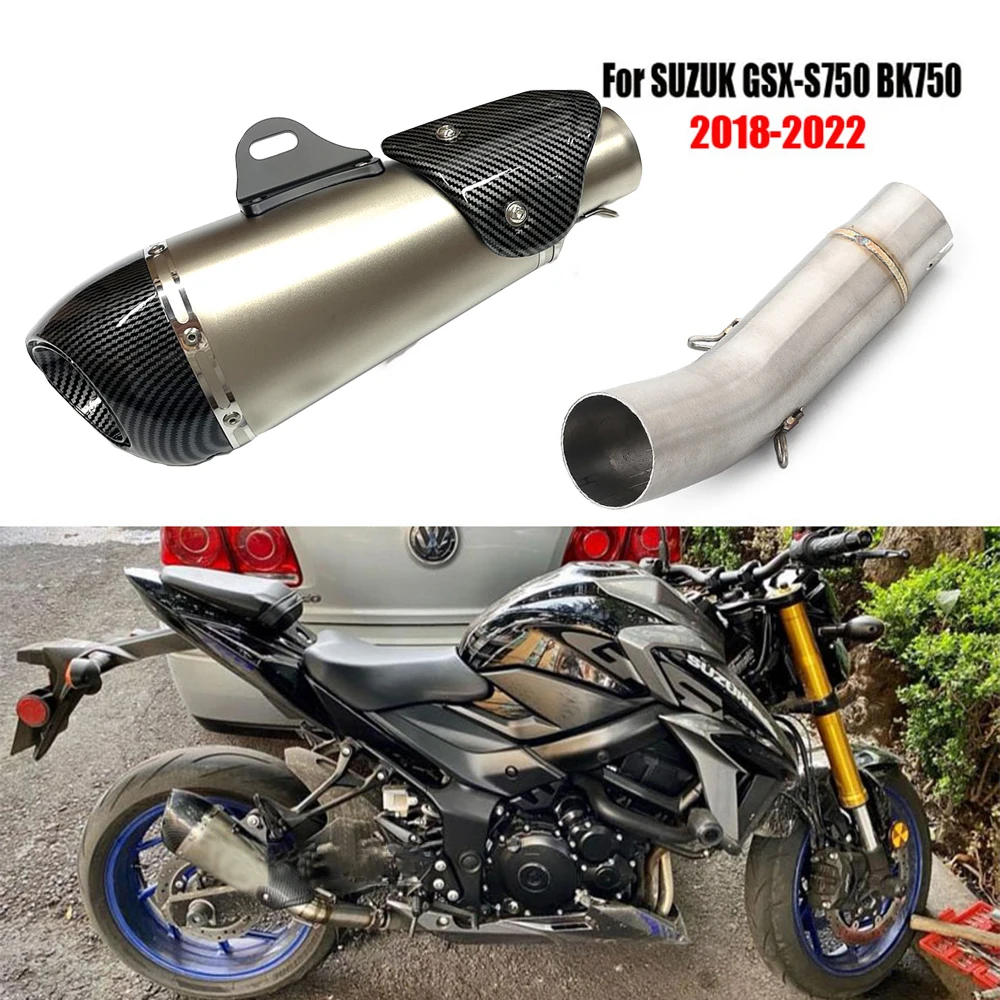 

Motorcycle Exhaust Muffler Middle Link Connect Pipe Slip on with Tail Pipe with DB Killer For Suzuki GSR 750 GSX-S750 2015-2022