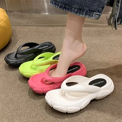 New Fashion Platform Flip Flops Women Summer 2023 Thick Sole Non Slip Beach Slippers Woman Brand Designer Clip Toe Wedge Sandals